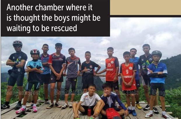泰國北部1支少年足球隊疑似誤闖禁區，12名少年與教練共13人下落不明。   圖：翻攝《曼谷郵報》