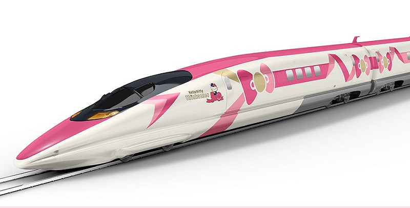 日本凱蒂貓（Hello Kitty）子彈列車終於亮相。   圖：翻攝Hello Kitty子彈列車網頁