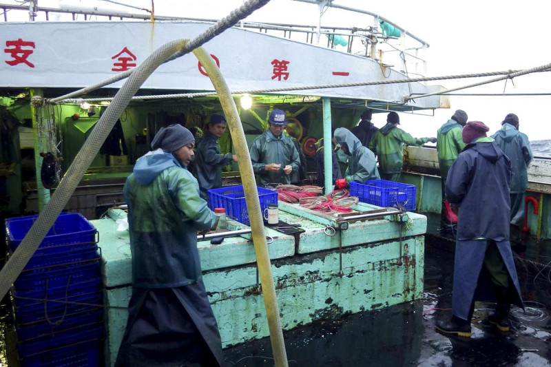 綠色和平表示，台灣再次被列入第一級值得贙許，但卻因外籍漁工遭受虐待或被迫勞動的狀況屢見不鮮，受到國際注。   圖 : 翻社自全國漁會