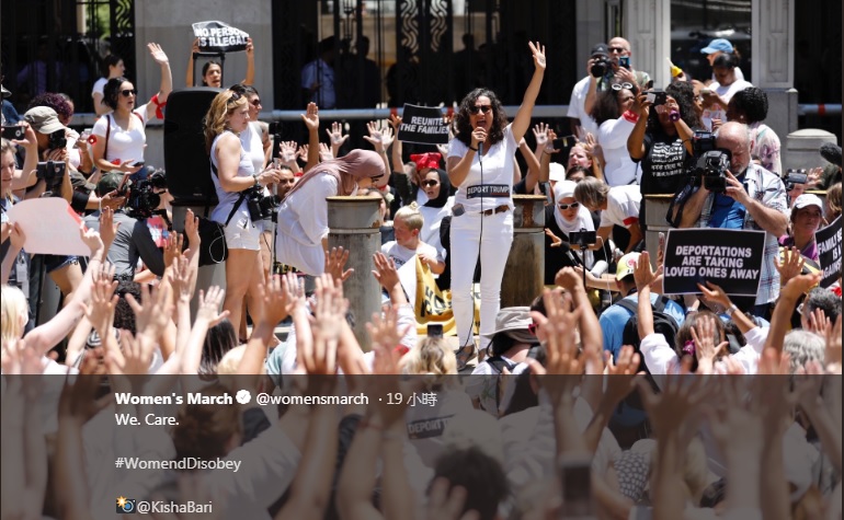 美國女性運動團體「女性大遊行」（Women's March）在華府發動「大規模公民不服從」行動。   圖：翻攝Women's March推特