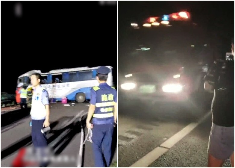 京港澳高速公路湖南衡陽段奪命車禍，造成至少10死10傷，大批警消馳援。   圖/翻攝自互聯網