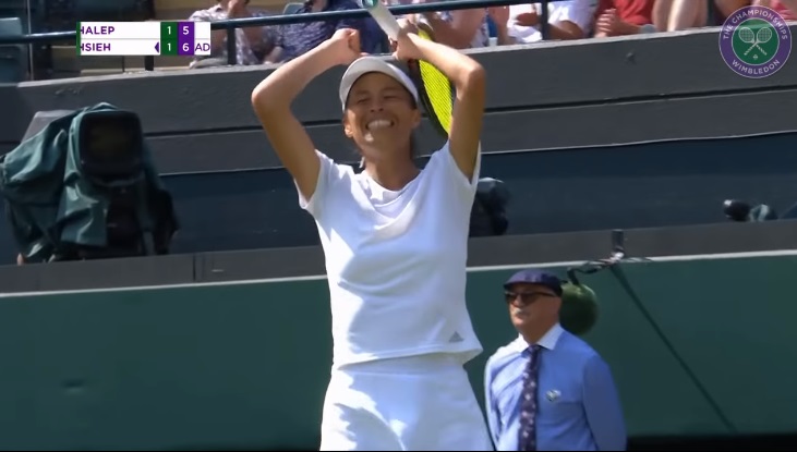 台灣網球一姐謝淑薇今天在杜拜女網賽女單8強賽上演逆轉秀，扳倒前世界球后普里斯科娃，挺進4強。   圖/翻攝自Wimbledon YouTube頻道（資料照片）