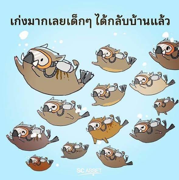 泰國網友畫13隻野豬戴著面罩游出洞穴，這是泰國人的真心期待。   圖：翻攝สุดาณี สุขจิต臉書