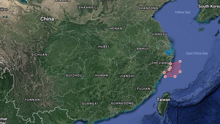 中國文攻武嚇，指解放軍18日起在東海演習的面積，幾乎等於台灣。   圖：翻攝hKet