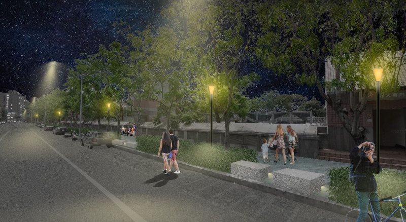 大里運動公園除在步道與植栽區域設置景觀矮燈，也將設置造型景觀高燈。   圖：台中市政府提供