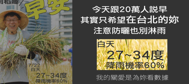 現任台北市長柯文哲也推出創意文宣。   圖：取自柯文哲LINE。