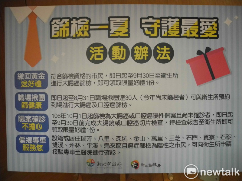 新北市政府推出「篩檢一夏．守護最愛」有4項活動。                                                           
   圖：王峻昌/攝               