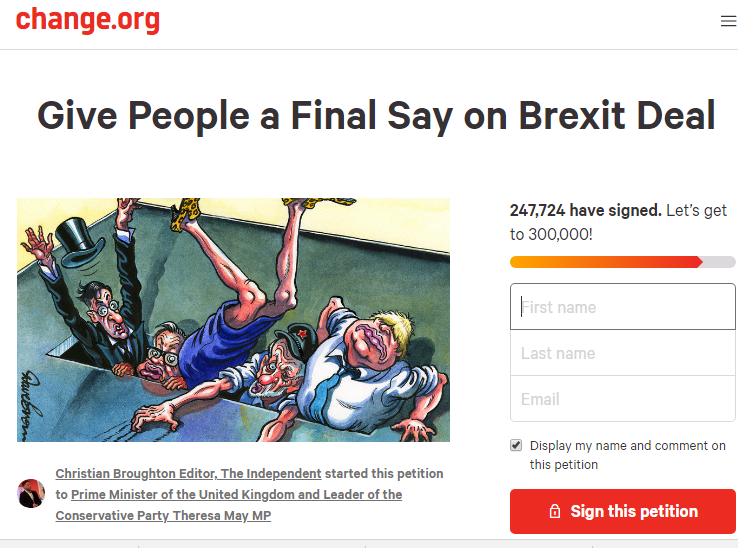 英國發起「最終決定權公投案行動」，短短幾天，連署人數已經破24萬7千人。   圖：翻攝英國公投連署網站