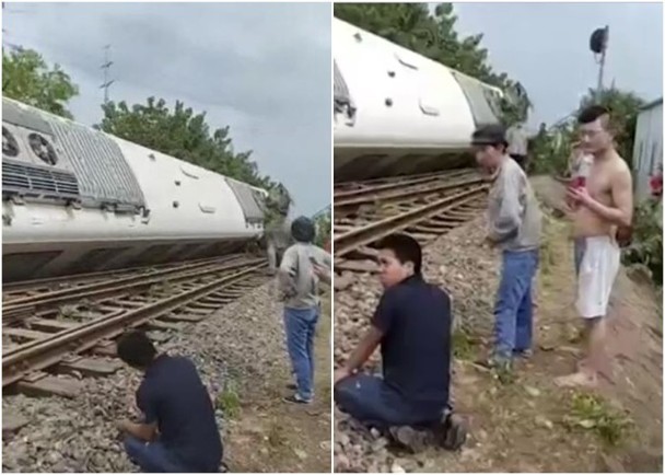 武漢列車測試出軌翻覆，造成兩名職員受傷。   圖/互聯網
