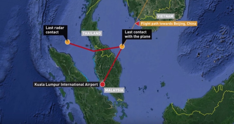 馬航MH370在2014年3月8日搭載239人，從吉隆坡飛往北京，但告失蹤，成為全球至今未解的最大飛航謎團之一。   圖：翻攝Youtube