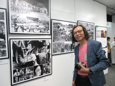 宋隆泉的「愛．戀．台灣攝影展」4日在東京的台灣文化中心舉行開幕典禮。他說，大家的記憶會漸漸淡忘，但影像可以留傳長久，歷史要常常拿出來反省，人的價值才會存在。   楊明珠/攝