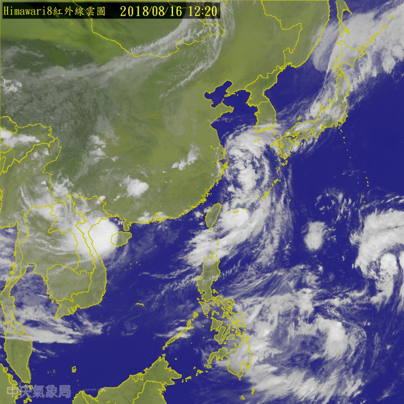 台灣目前雖不受颱風直接影響，但外圍環流仍帶來零星陣雨。   圖：翻攝中央氣象局