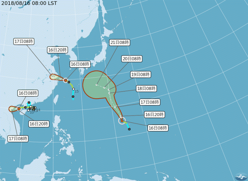 今年不少颱風都往日本跑，日本民間氣象公司weather map表示，第19號颱風蘇力已生成，未來可能影響日本。   圖 : 翻攝自中央氣象局