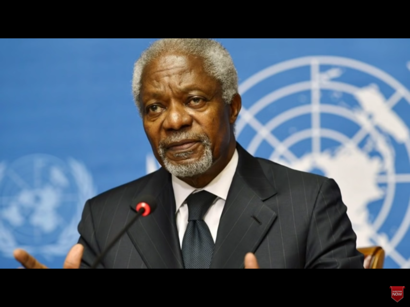 安南是首位出任聯合國秘書長的非洲黑人，前後共2任，由1997年至2006年。   圖：翻攝自Youtube