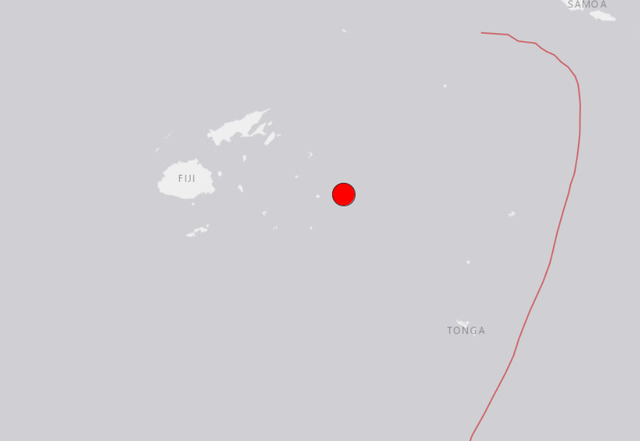 太平洋斐濟群島今早發生劇烈強震。   圖：翻攝USGS