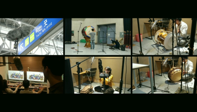 製作團隊為了「釜山」進行錄音。
