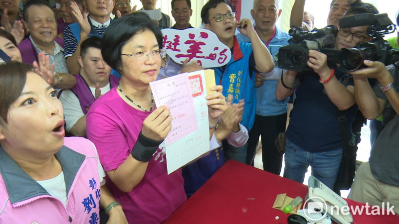 國民黨立法委員王惠美完成登記參選下屆彰化縣長。   唐復年/攝