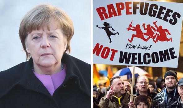 德國總理梅克爾的移民政策，引發正反人士上街抗議。   圖：新頭殼合成。