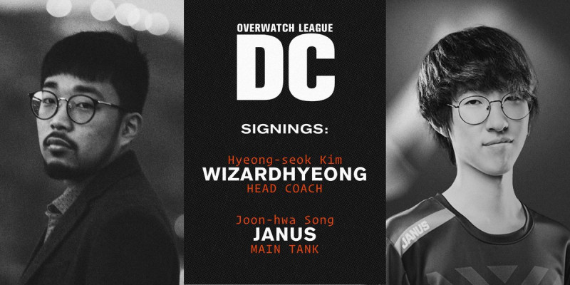 OWL新隊伍華盛頓D.C.簽下前紐約九霄天擎隊教練WizardHyeong與坦克選手Janus。