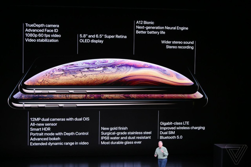 蘋果正式發表兩款搭載有機發光二極體（OLED）面板的新iPhone，分別為5.8吋螢幕的iPhone Xs、及6.5吋螢幕的iPhone Xs Max。   圖：翻攝蘋果官網
