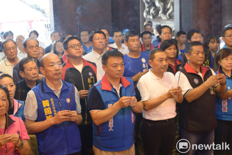 年底選戰正式開打以來,首次三位國民黨市長參選人合體造勢。 圖:黃博郎/攝