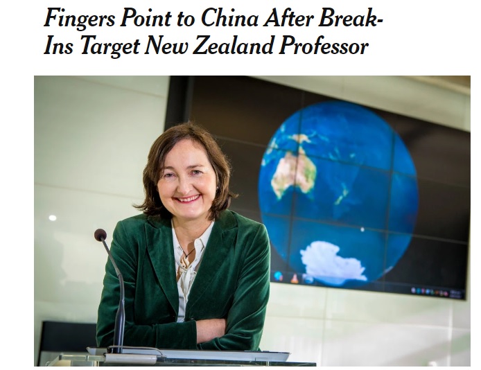 紐西蘭一名中國問題專家住家遭竊案，引起國際刑警組織和情報機構注意，證據指向是中國特工犯案。   圖：翻攝《紐約時報》