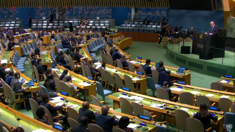 聖露西亞總理查士納在聯合國大會發言。   圖/聯合國Youtube頻道
