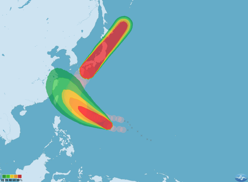 康芮颱風目前已增強為中度颱風。   圖：翻攝中央氣象局