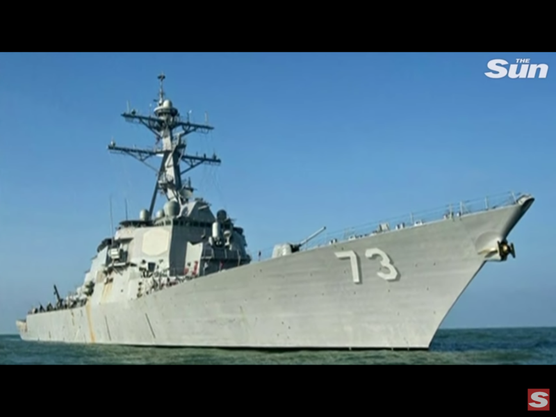 彭斯也提起中國海軍艦艇近日在南海接近美國海軍驅逐艦「狄卡特號」（USS Decatur）一事。美國官員表示，當時狄卡特號被迫快速轉向以免碰撞，彭斯指控此事展現了中方的「敵對態度」。   圖：翻攝自Youtube