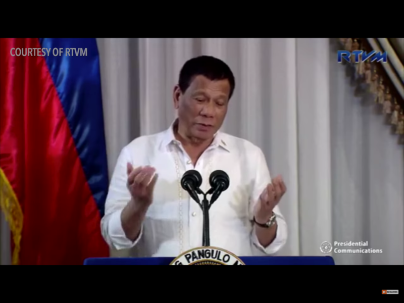 菲律賓總統杜特蒂。   圖：翻攝自Youtube