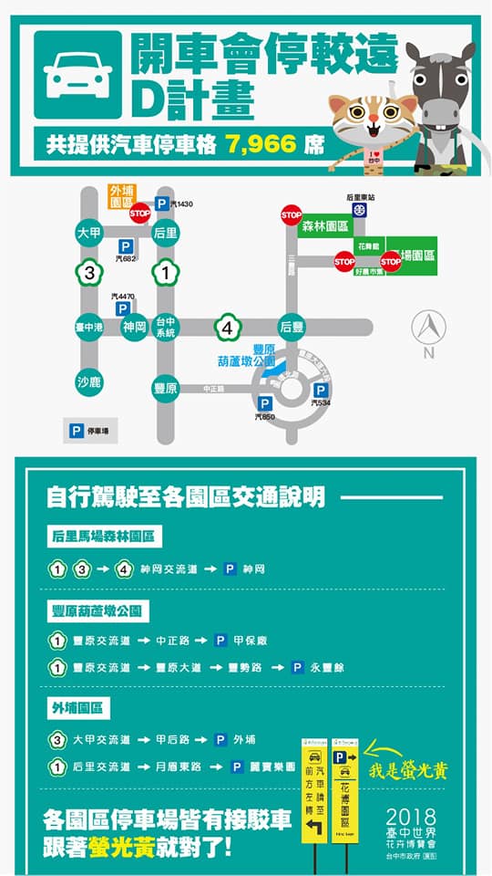 花博活動期間園區周邊交通管制、禁止臨停，因此不鼓勵自行開車。   圖：翻攝2018臺中世界花卉博覽會臉書