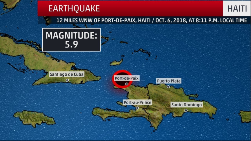 我國友邦海地發生規模5.9地震，，就連鄰近的多明尼加也有部分地區感受到地震威力。   圖/翻攝自推特
