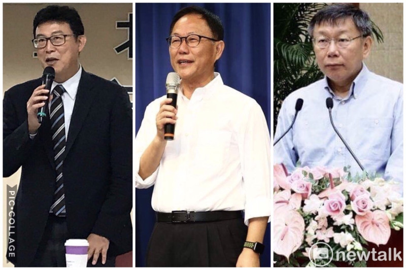 《美麗島電子報》最新民調顯示，台北市長柯文哲（右起）仍以37.5%支持度領先，國民黨參選人丁守中25.0%，民進黨參選人姚文智有11.3%。   圖：新頭殼合成照