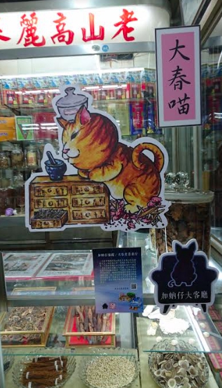 在地藝術家為合作店家設計店貓「大春喵」圖示。   圖：教育部/提供