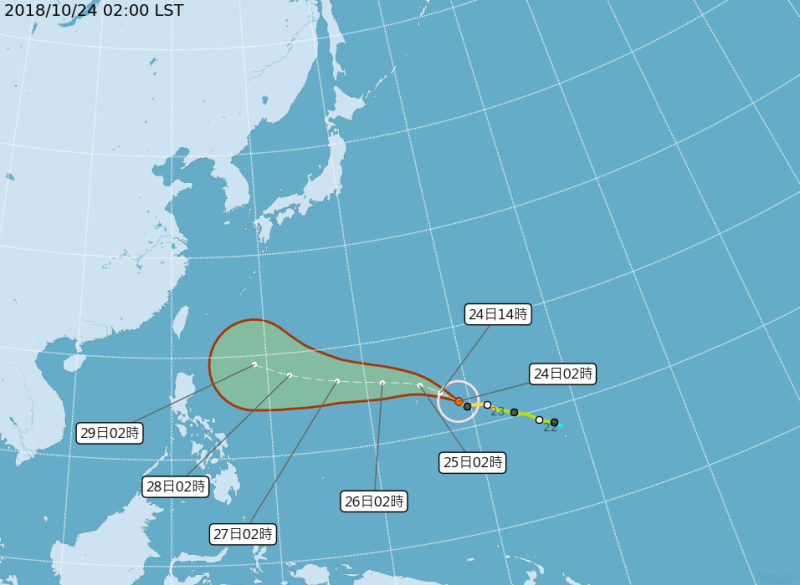 玉兔颱風目前對台灣暫時沒有影響，氣象局仍在密切關注它的後續路徑。 　   圖：翻攝自中央氣象局網站