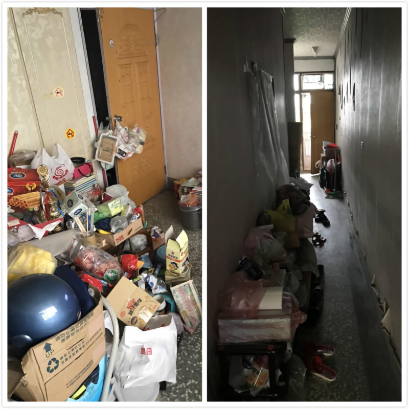 一名男子分享了自家的照片，表示他從國小就知道媽媽有囤積症，把家裡 2 樓走到堆滿雜物。   
