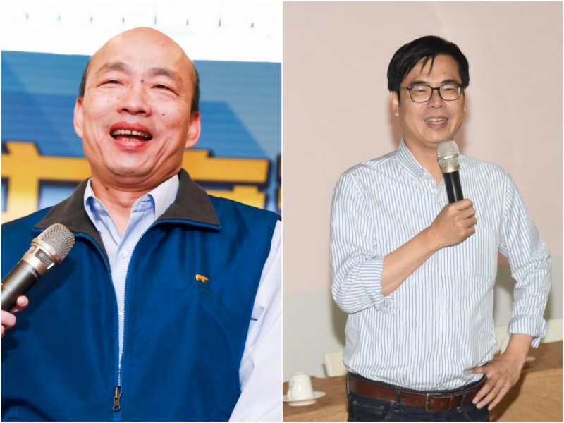 國民黨高雄市長候選人韓國瑜（左）與民進黨高雄市長候選人陳其邁（右）。   圖／NOWnews 