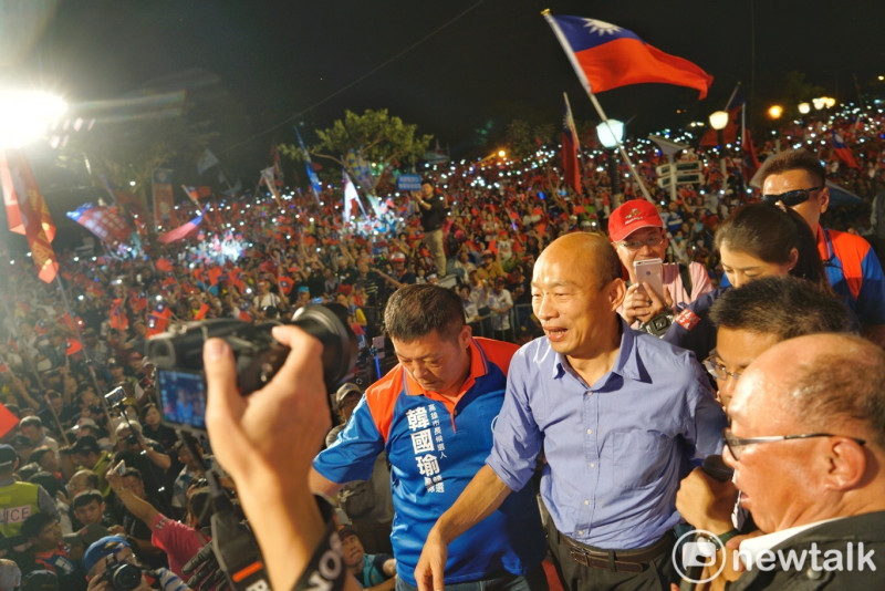 國民黨高雄市長候選人韓國瑜選前之夜造勢活動。   圖：張良一/攝