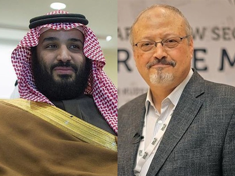 「華盛頓郵報」報導，美國中情局認定沙烏地阿拉伯王儲穆罕默德．沙爾曼（左）下令殺害記者哈紹吉。   （檔案照片／安納杜魯新聞社提供）