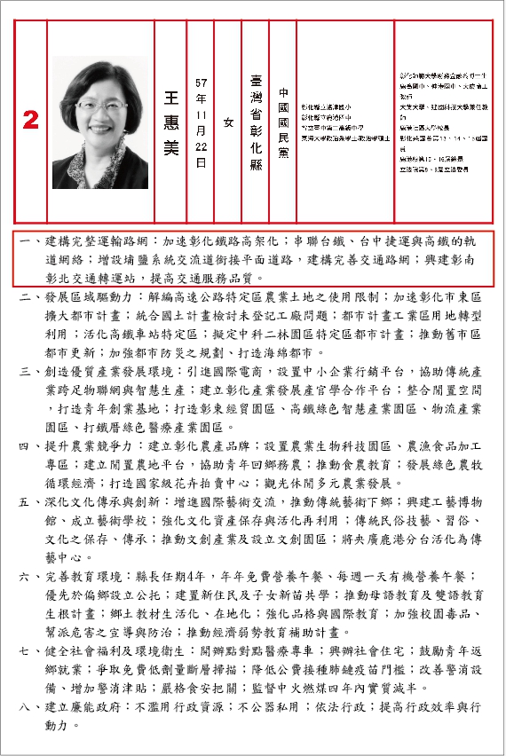 王惠美競選政見 圖/魏明谷競辦提供