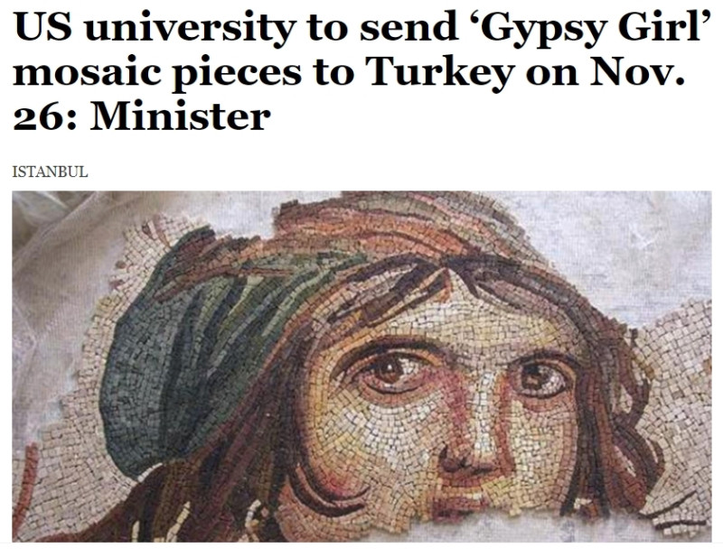 經多年協商，土耳其馬賽克鑲嵌畫「吉普賽女郎」的殘片踏上返鄉之路。   圖：翻攝自由日報官網