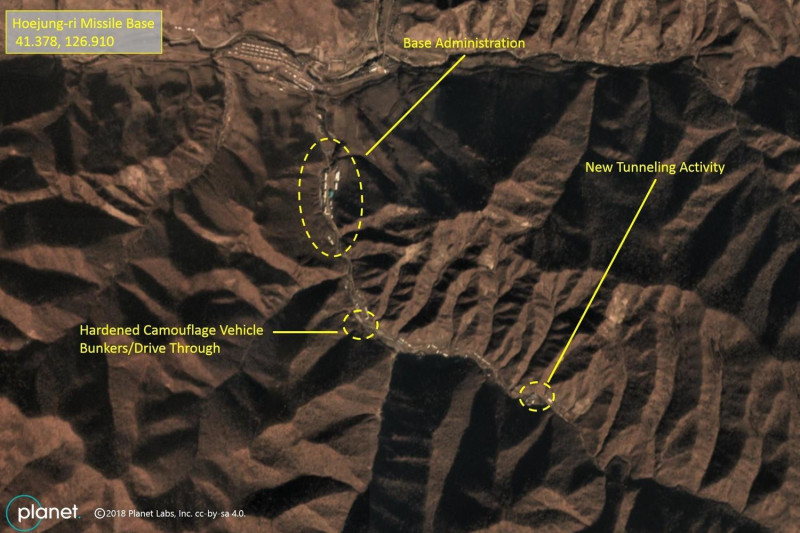 最新衛星影像顯示，平壤當局在領導人金正恩和美國總統川普舉行峰會後幾個月，仍持續擴張一處重要的長程飛彈基地。   圖 : 翻攝自D SCHMERLER/MIIS/PLANETLABS