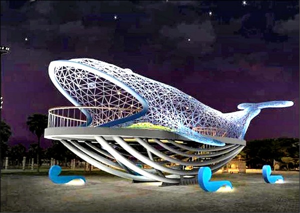由楊士毅設計的大型裝置藝術作品「大魚的祝福」。   圖：台南市觀光局／提供