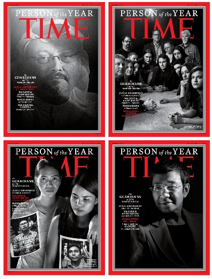 《時代》雜誌（Time）11日宣布2018年風雲人物：「真相守護者和事實之戰」。   圖：翻攝時代雜誌臉書