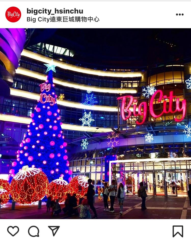新竹巨城百貨以「歡樂聖誕球」為主題。   圖：翻攝自instagram bigcity_hsinchu／開放權限