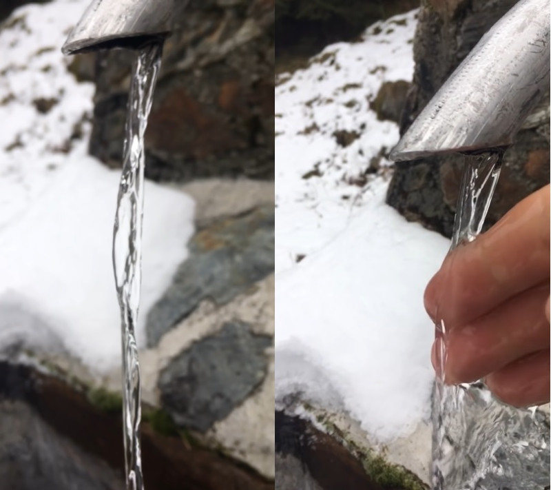 看似靜止的冰柱，實為仍在流動的水。   圖：翻攝自Youtube
