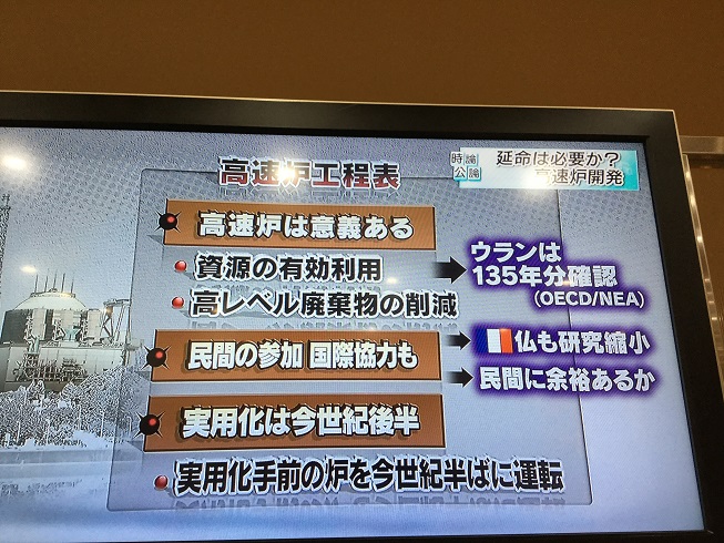 日本高速衍生爐及核燃料料再利用構想因為法國凍結而告挫敗.出現大破綻.核廢也無處去.也影響其他核電重啟。   圖：翻攝自NHK時論公論節目