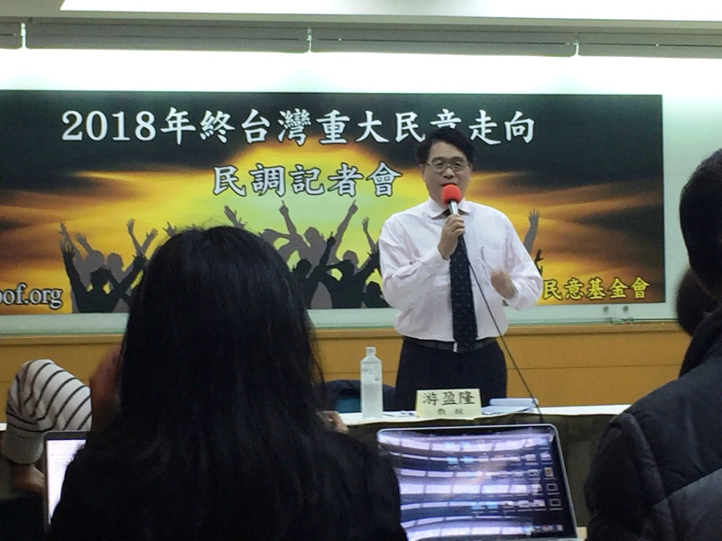 財團法人台灣民意基金會上午舉行「2018年終台灣重大民意走向」記者會。   圖：趙婉淳／攝