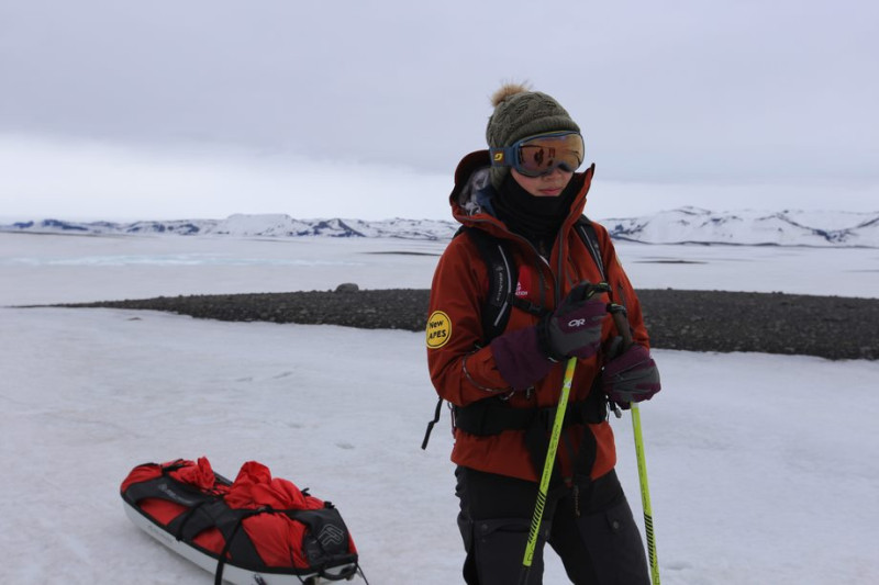 暖心女孩林語萱勇敢地在南極將近一個月，終於抵達南極點。   圖片提供/橘子關懷基金會
