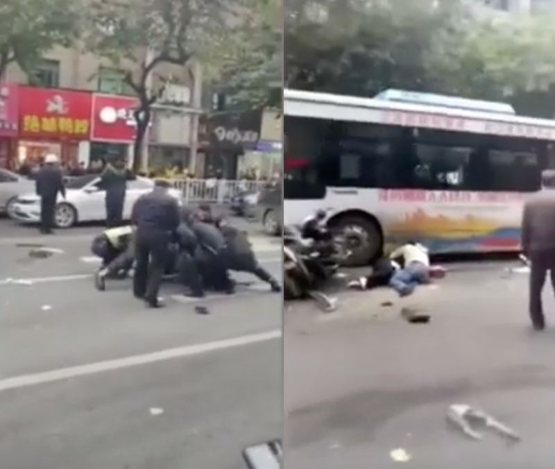 開公車隨機殺人！福建公車遭劫沿街衝撞行人釀5死。   圖：截自新浪微博